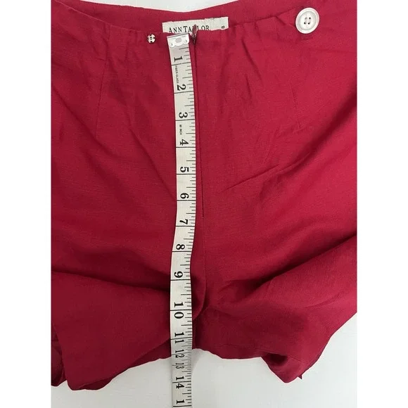 Ann Taylor Vintage Red Mini Skort Size 8 Linen Blend Feminine Vacation Preppy - Picture 10 of 12